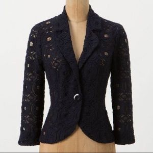 Anthropologie Navy Lace Blazer